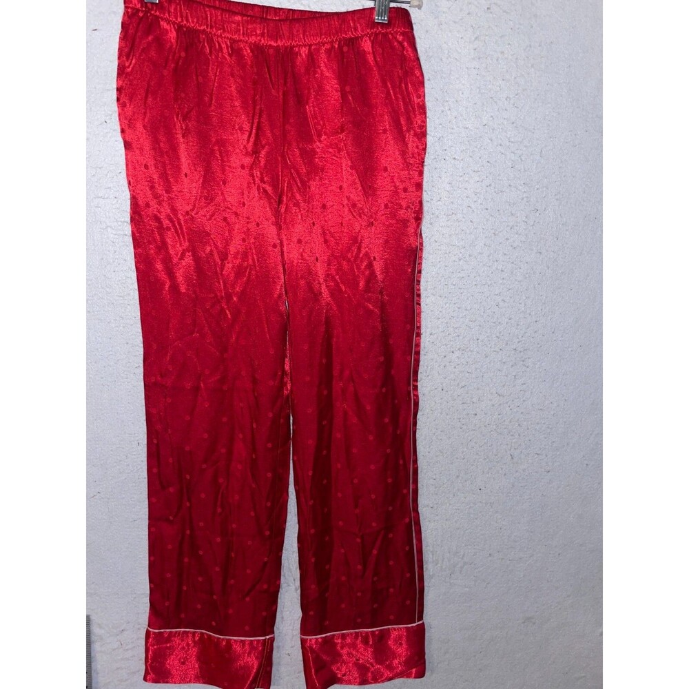 Victoria Secret Satin pajama pants sleep sz S women's pj wide leg Red polka dot